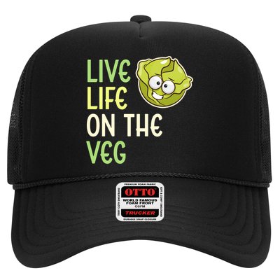 Live Life On The Veg Funny Vegetable Lettuce Vegan Lifestyle Cool Gift Trucker Hat