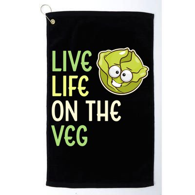 Live Life On The Veg Funny Vegetable Lettuce Vegan Lifestyle Cool Gift Golf Towel