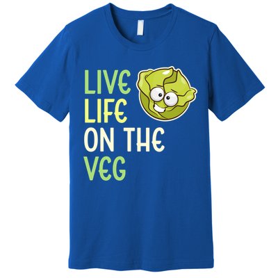 Live Life On The Veg Funny Vegetable Lettuce Vegan Lifestyle Cool Gift Premium T-Shirt