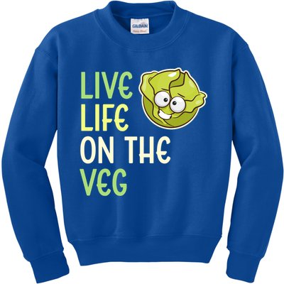 Live Life On The Veg Funny Vegetable Lettuce Vegan Lifestyle Cool Gift Kids Sweatshirt