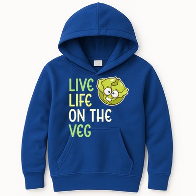 Live Life On The Veg Funny Vegetable Lettuce Vegan Lifestyle Cool Gift Kids Hoodie