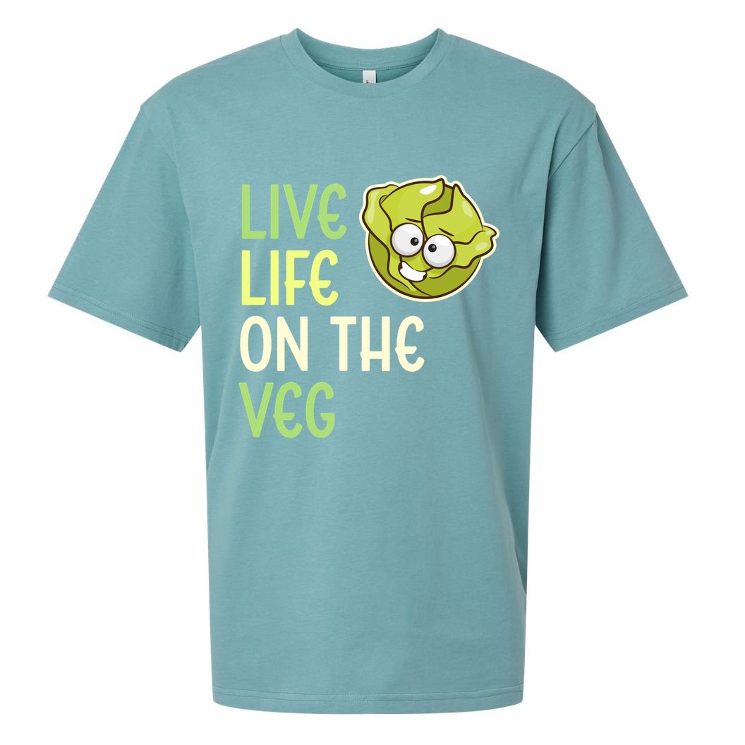 Live Life On The Veg Funny Vegetable Lettuce Vegan Lifestyle Cool Gift Sueded Cloud Jersey T-Shirt