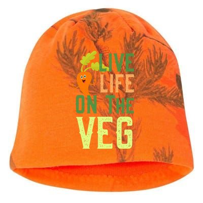 Live Life On The Veg Funny Vegan Slogan Plant Lover Gift Kati - Camo Knit Beanie