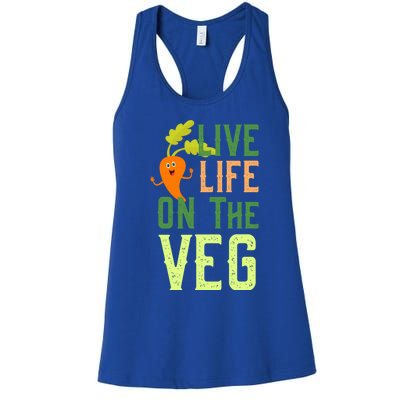 Live Life On The Veg Funny Vegan Slogan Plant Lover Gift Women's Racerback Tank