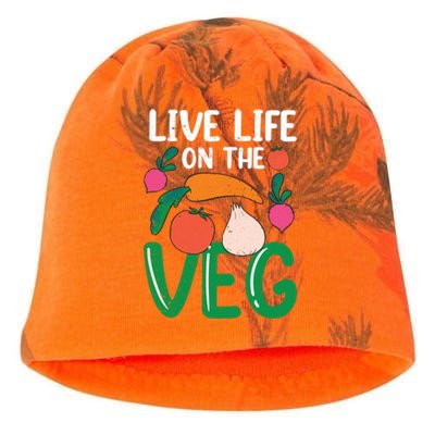 Live Life On The Veg Veganism Funny Vegetarian Gift Kati - Camo Knit Beanie