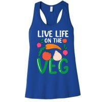 Live Life On The Veg Veganism Funny Vegetarian Gift Women's Racerback Tank