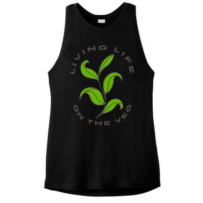 Living Life On The Veg / Plant Based Diet / Vegan Vegetarian Gift Ladies PosiCharge Tri-Blend Wicking Tank