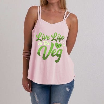 Live Life On The Veg Cute Gift Vegans Vegetarian Vegan Gift Women's Strappy Tank