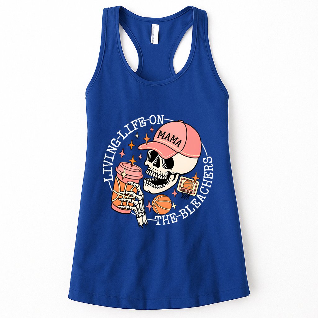 Living Life On The Bleachers Basketball Mama Skull Cute Gift Womens Tank Top