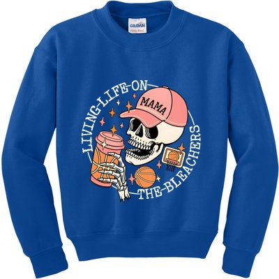 Living Life On The Bleachers Basketball Mama Skull Cute Gift Kids Sweatshirt