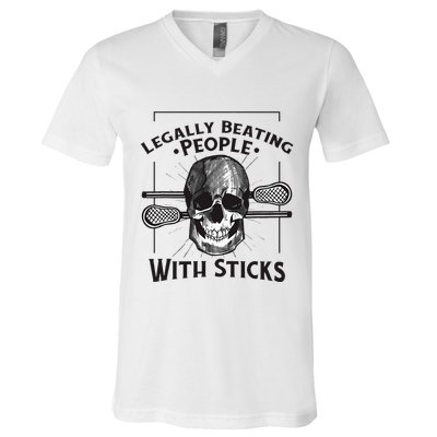 Lacrosse Lacrosse Player Stick Quote V-Neck T-Shirt