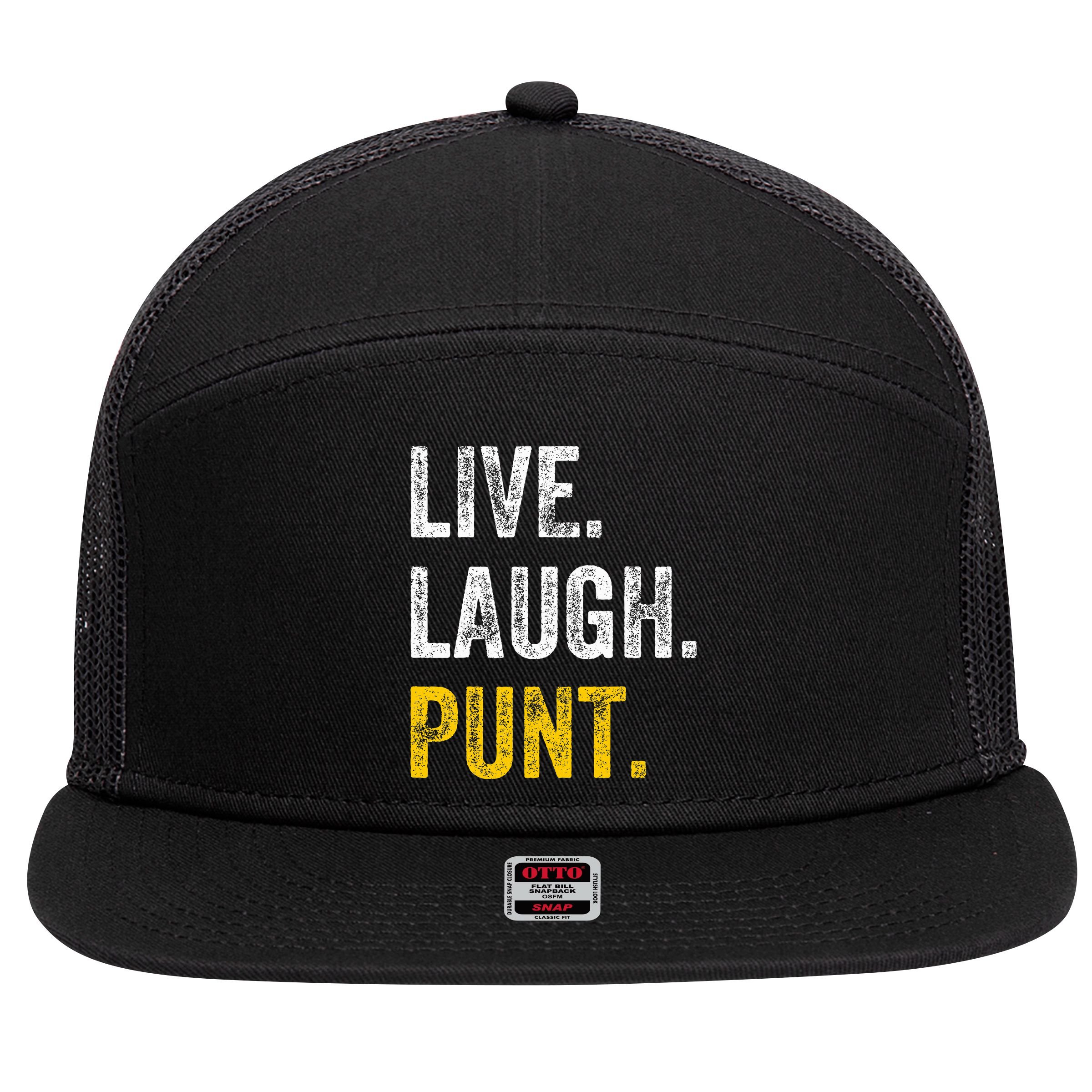 Live Laugh Punt Funny Punts Iowa Lover  7 Panel Mesh Trucker Snapback Hat