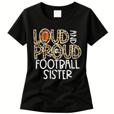 Leopard Loud & Proud American Football Sister Family  Womens T-Shirt