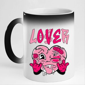 Loser Lover Pink Drip Heart Matching 11oz Black Color Changing Mug