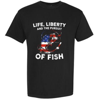 Life Liberty Pursuit Of Fish Fisher Usa Us Funny 4th Of July Gift Garment-Dyed Heavyweight T-Shirt