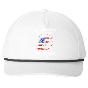 Life Liberty Pursuit Of Fish Fisher Usa Us Funny 4th Of July Gift Snapback Five-Panel Rope Hat