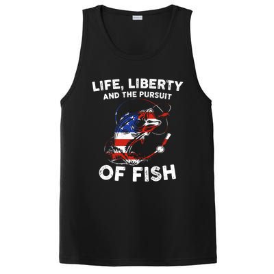 Life Liberty Pursuit Of Fish Fisher Usa Us Funny 4th Of July Gift PosiCharge Competitor Tank