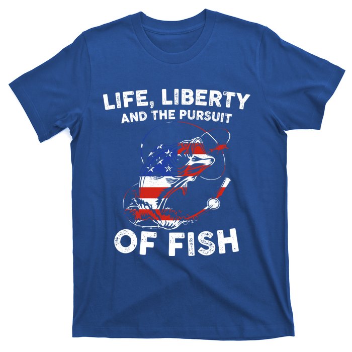 Life Liberty Pursuit Of Fish Fisher Usa Us Funny 4th Of July Gift T-Shirt