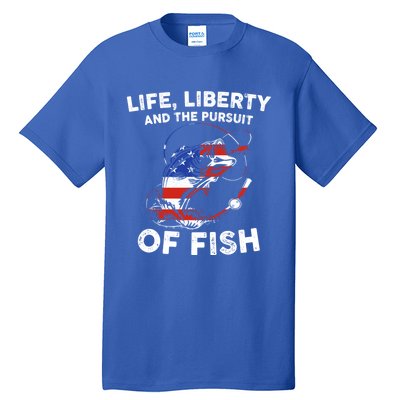 Life Liberty Pursuit Of Fish Fisher Usa Us Funny 4th Of July Gift Tall T-Shirt