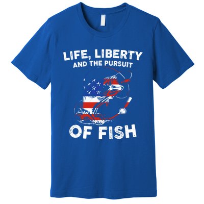 Life Liberty Pursuit Of Fish Fisher Usa Us Funny 4th Of July Gift Premium T-Shirt