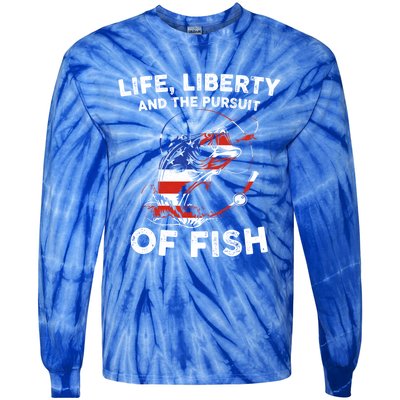 Life Liberty Pursuit Of Fish Fisher Usa Us Funny 4th Of July Gift Tie-Dye Long Sleeve Shirt