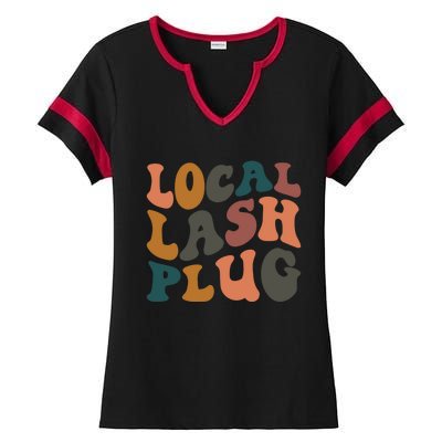 Local Lash Plug Lash Tech Lash Artist Retro Eyelash Gift Ladies Halftime Notch Neck Tee