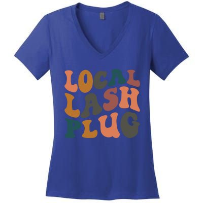 Local Lash Plug Lash Tech Lash Artist Retro Eyelash Gift Women's V-Neck T-Shirt