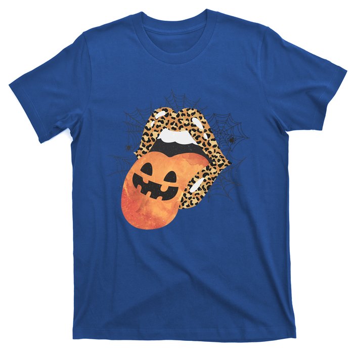 Leopard Lips Pumpkin Spooky Season Halloween Witchy Gift T-Shirt