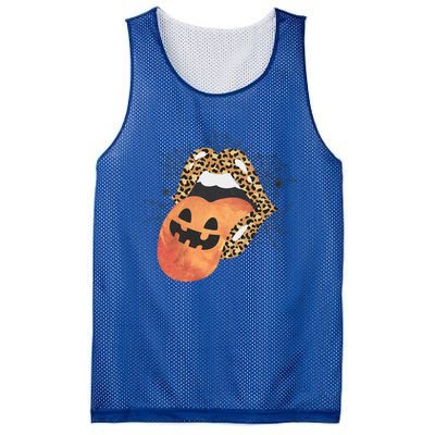 Leopard Lips Pumpkin Spooky Season Halloween Witchy Gift Mesh Reversible Basketball Jersey Tank