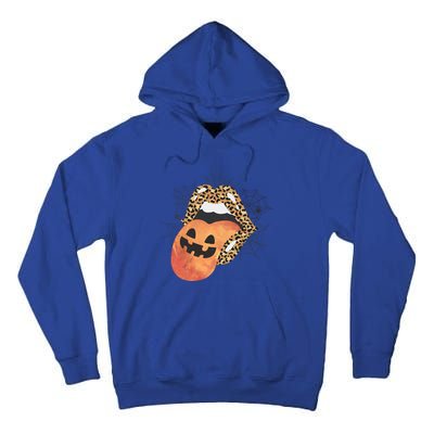 Leopard Lips Pumpkin Spooky Season Halloween Witchy Gift Tall Hoodie