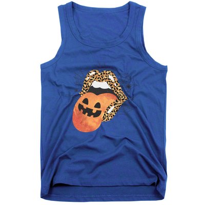 Leopard Lips Pumpkin Spooky Season Halloween Witchy Gift Tank Top