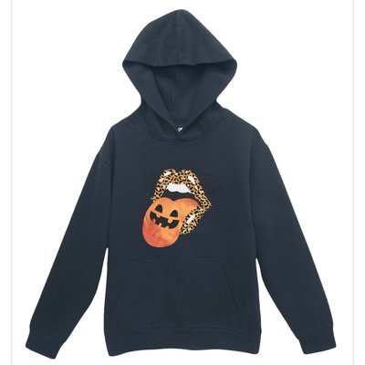 Leopard Lips Pumpkin Spooky Season Halloween Witchy Gift Urban Pullover Hoodie