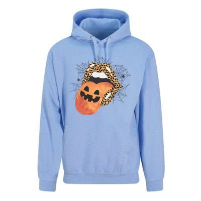 Leopard Lips Pumpkin Spooky Season Halloween Witchy Gift Unisex Surf Hoodie