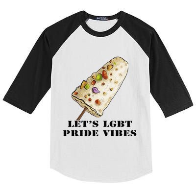 LetS Lgbt Pride Vibes Retro 70s Style Ice Creams Kids Colorblock Raglan Jersey