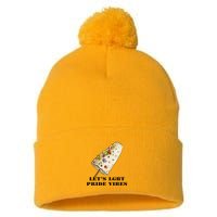LetS Lgbt Pride Vibes Retro 70s Style Ice Creams Pom Pom 12in Knit Beanie