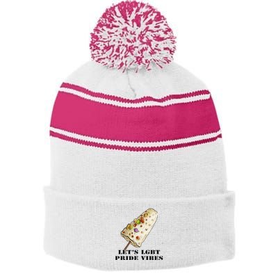 LetS Lgbt Pride Vibes Retro 70s Style Ice Creams Stripe Pom Pom Beanie