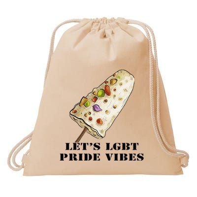 LetS Lgbt Pride Vibes Retro 70s Style Ice Creams Drawstring Bag