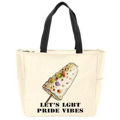 LetS Lgbt Pride Vibes Retro 70s Style Ice Creams Zip Tote Bag