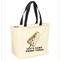 LetS Lgbt Pride Vibes Retro 70s Style Ice Creams Zip Tote Bag