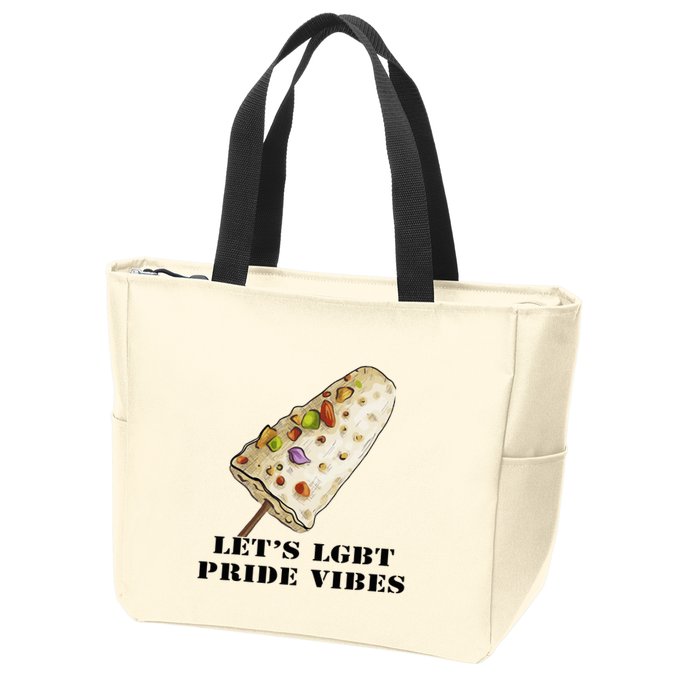 LetS Lgbt Pride Vibes Retro 70s Style Ice Creams Zip Tote Bag