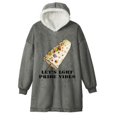 LetS Lgbt Pride Vibes Retro 70s Style Ice Creams Hooded Wearable Blanket