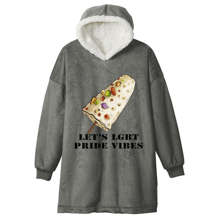 LetS Lgbt Pride Vibes Retro 70s Style Ice Creams Hooded Wearable Blanket