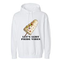 LetS Lgbt Pride Vibes Retro 70s Style Ice Creams Garment-Dyed Fleece Hoodie