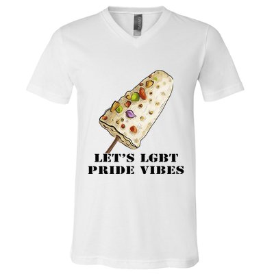 LetS Lgbt Pride Vibes Retro 70s Style Ice Creams V-Neck T-Shirt