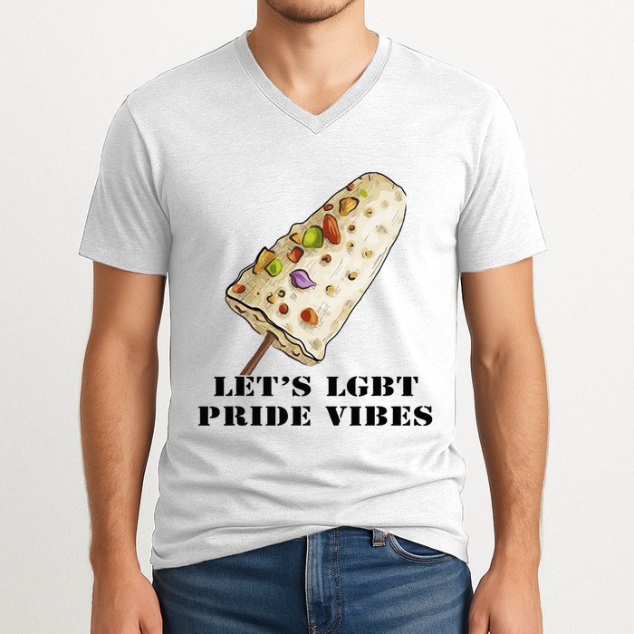 LetS Lgbt Pride Vibes Retro 70s Style Ice Creams V-Neck T-Shirt