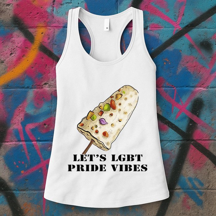 LetS Lgbt Pride Vibes Retro 70s Style Ice Creams Womens Tank Top