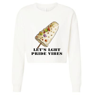 LetS Lgbt Pride Vibes Retro 70s Style Ice Creams Cropped Pullover Crew