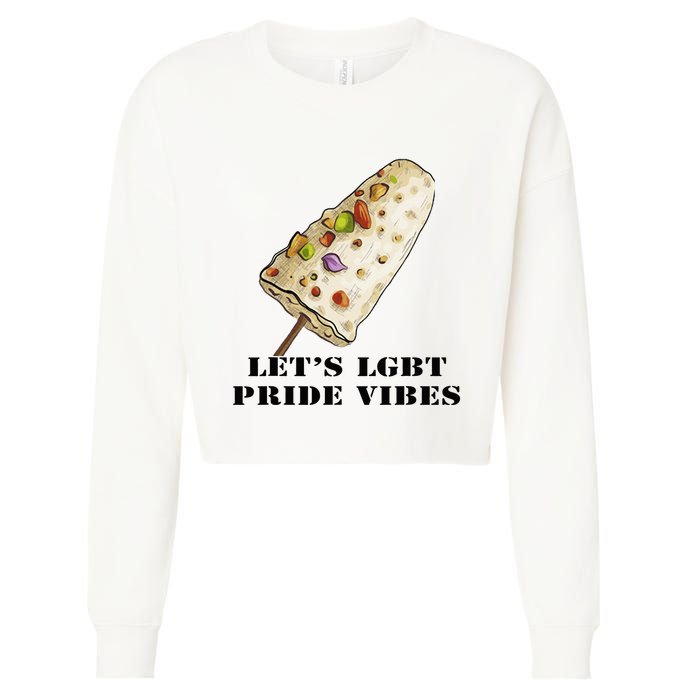 LetS Lgbt Pride Vibes Retro 70s Style Ice Creams Cropped Pullover Crew