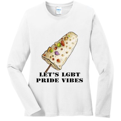 LetS Lgbt Pride Vibes Retro 70s Style Ice Creams Ladies Long Sleeve Shirt