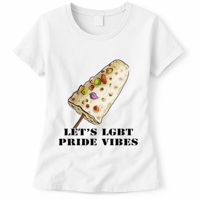 LetS Lgbt Pride Vibes Retro 70s Style Ice Creams Womens T-Shirt